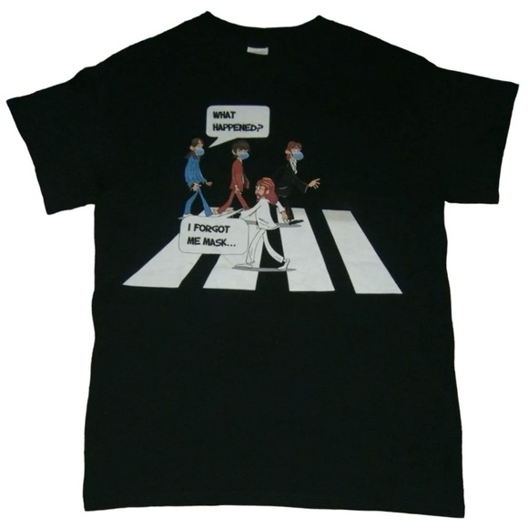 Gildan Tops - The Beatles Abbey Road Mask Pandemic Band Tee McCartney Lennon Eclectic Casual